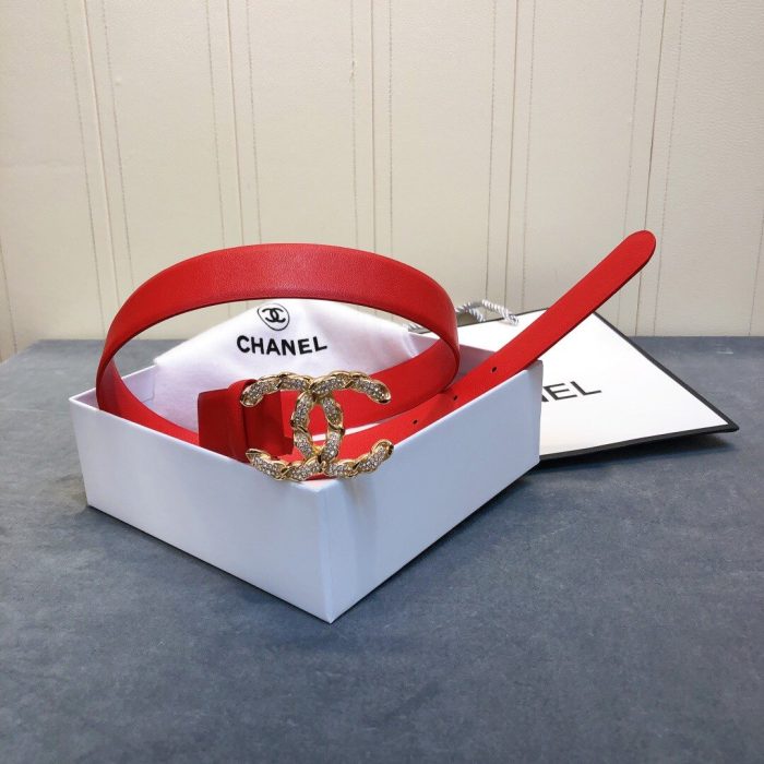 Chanel Belt With Double C Buckle Red Women Belt 30MM - Image 4