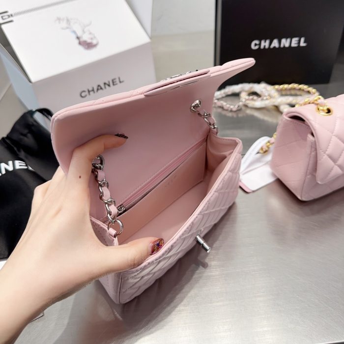 Chanel Classic Pink Flag Bag Small 20cm- (Perfect Replica) - Image 8