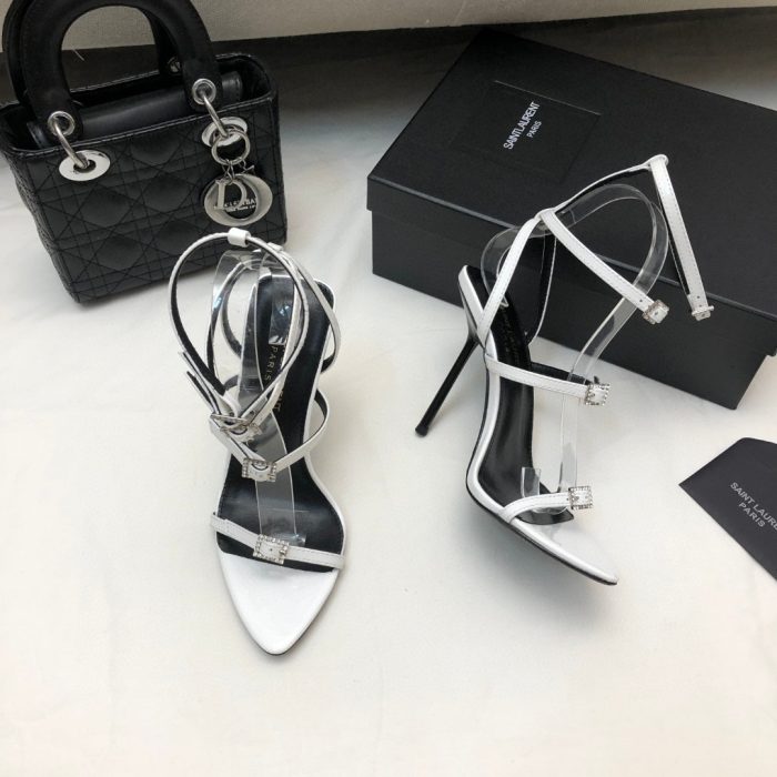 Saint Laurent YSL Strap And Buckle High Heels10.5CM Slide Sandal (Perfect Replica)