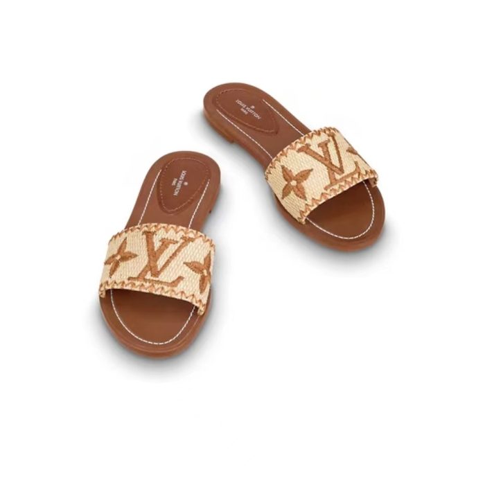 Louis Vuitton LV Lock lt Flat Flat Sandals Slide (Perfect Replica) - Image 3