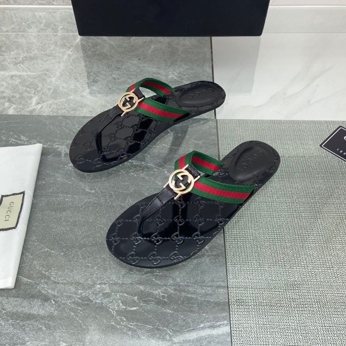 Gucci GG THONG WEB SANDAL Flip Flop Slide 612138 (Perfect Replica)