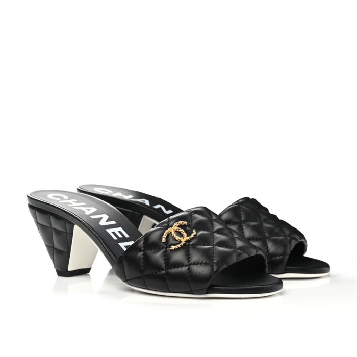 Chanel Sheep-leather Fashion High-heeled Slippers Slide Sandal (Perfect Replica) - Image 2