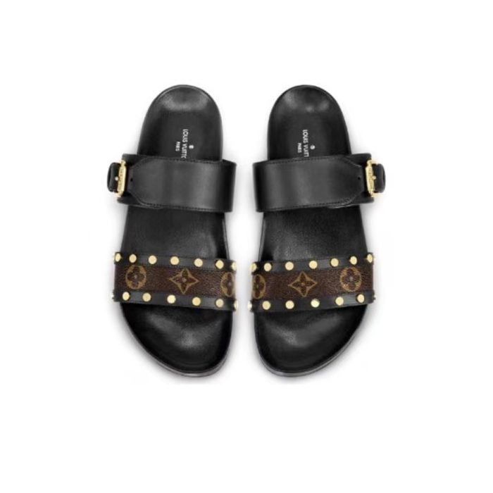 Louis Vuitton LV Bom Dia Leather Slide Sandals (Perfect Replica) - Image 3