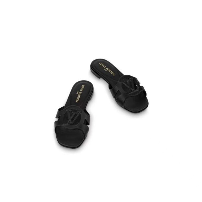 Louis Vuitton LV Lsola Leather Flat Aandals Slide Sandal (Perfect Replica) - Image 3