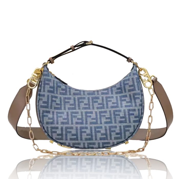 Fendi graphy Small Light blue FF denim fabric bag (Perfect Replica) - Image 2