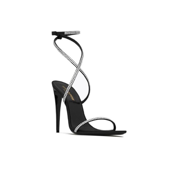 Saint Laurent YSL Rhinestone Set With Buckle Heels 10.5CM Slide Sandal (Perfect Replica) - Image 2