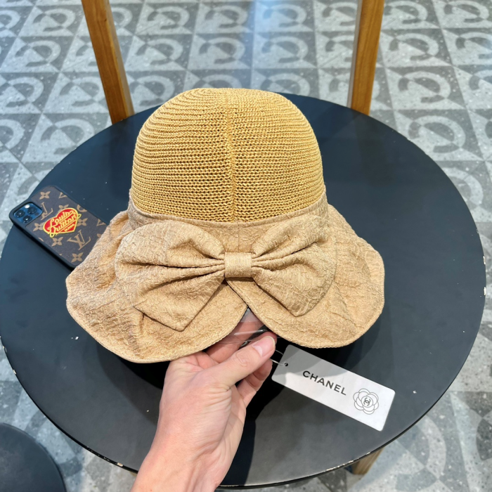 Chanel Knitted Breathable Bow Basin Hat Sunhat (Perfect Replica) - Image 5