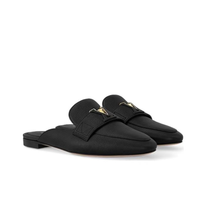 Louis Vuitton LV Leather Half-Pack Slingback Slide Sandals (Perfect Replica) - Image 2