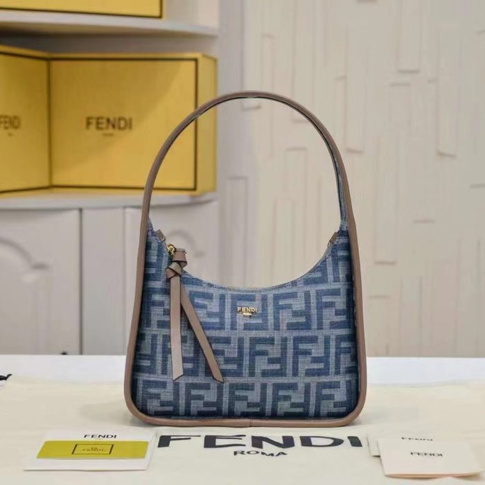 Fendi Fendessence Light blue FF denim fabric bag (Perfect Replica)