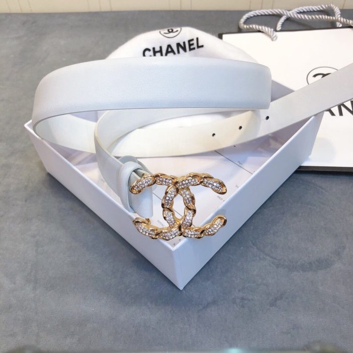 Chanel Belt With Double C Buckle White Women Belt 30MM - Image 3