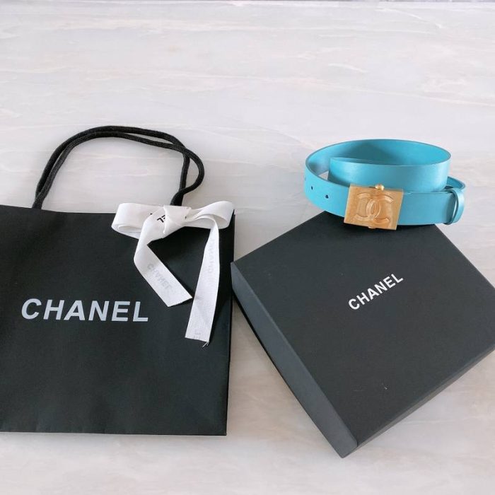 Chanel Belt With Ribbon Buckle Blue Women Belt 30MM - Image 5