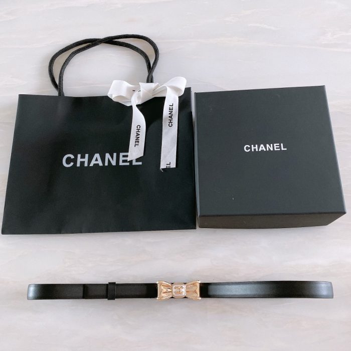 Chanel Belt With Ribbon Buckle Black Women Belt 30MM - Image 2