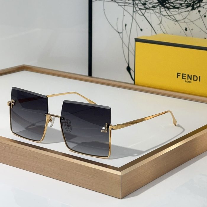 Fendi Half Frame Thin Metal Frame Sunglasses Top quality (Perfect Replica) - Image 2