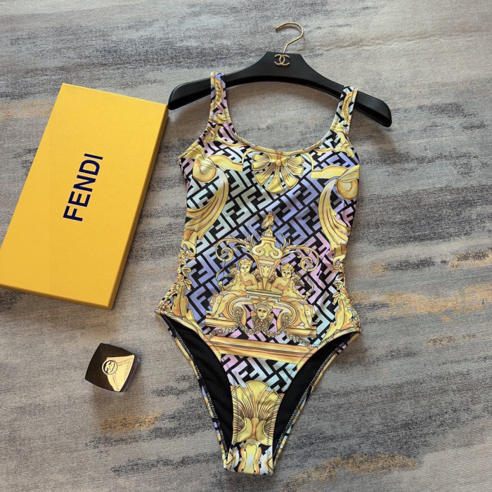 Versace Colorful One-piece Swimsuit Swimwear(Perfect Replica)