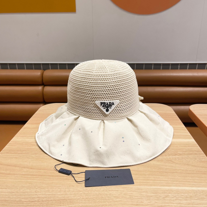 Prada Fisherman's Hat With Mesh Bow Sunhat (Perfect Replica) - Image 2