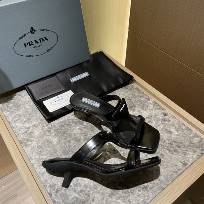 Prada Polished Leather Sandals Slide (Perfect Replica) - Image 4