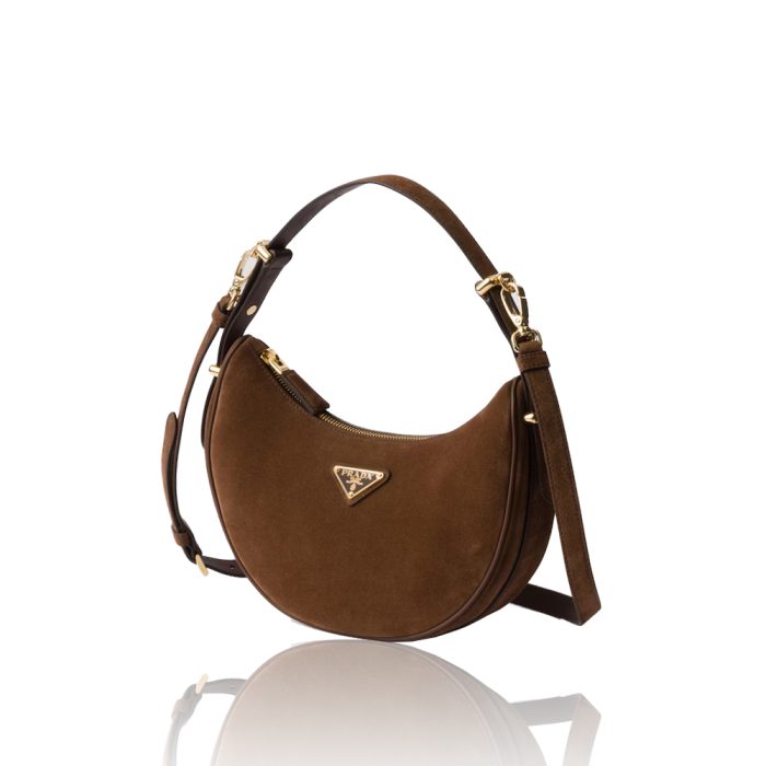 Prada Women's Brown Arqu?Suede Moon Shoulder Bag (Replica) - Image 2