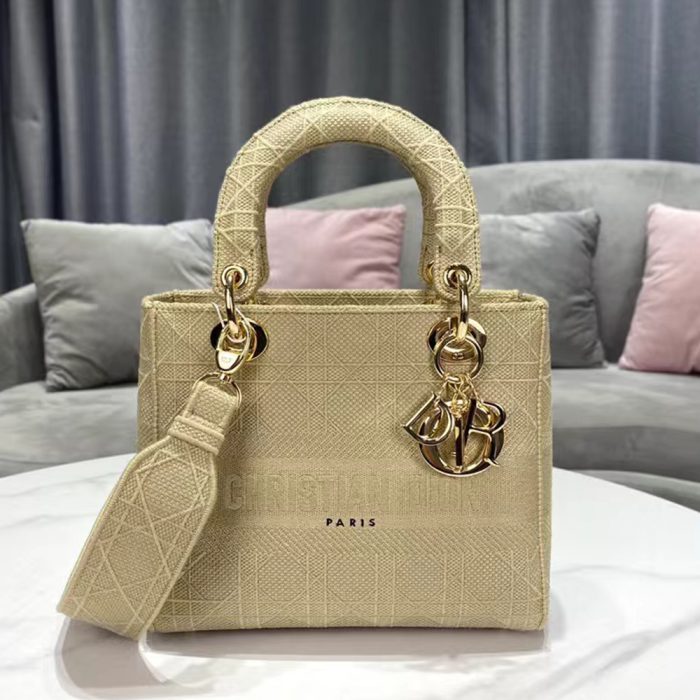 Dior Medium LADY Bag Cannage Embroidery(Perfect Replica)