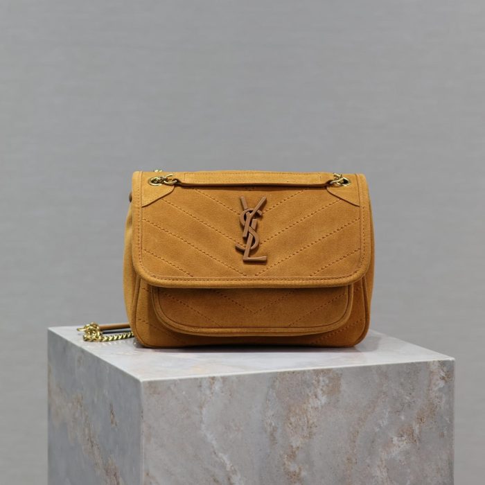 Saint Laurent ySl Tan Suede Medium Niki Shoulder Bag (Replica)