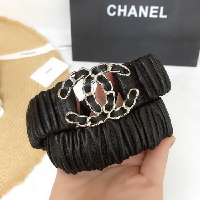 Chanel Belt With Double C Buckle Black Silver-Tone Metal and Strass Women Belt 30MM - Image 3