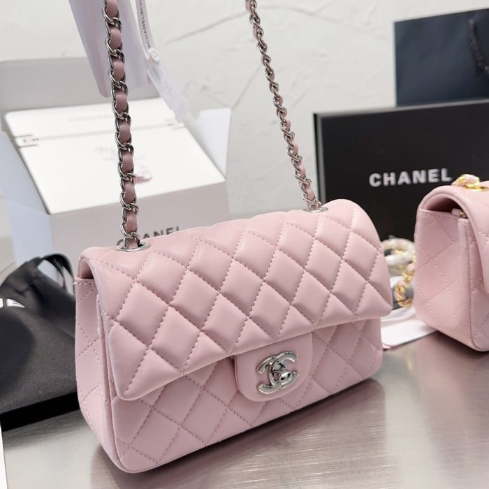 Chanel Classic Pink Flag Bag Small 20cm- (Perfect Replica) - Image 6