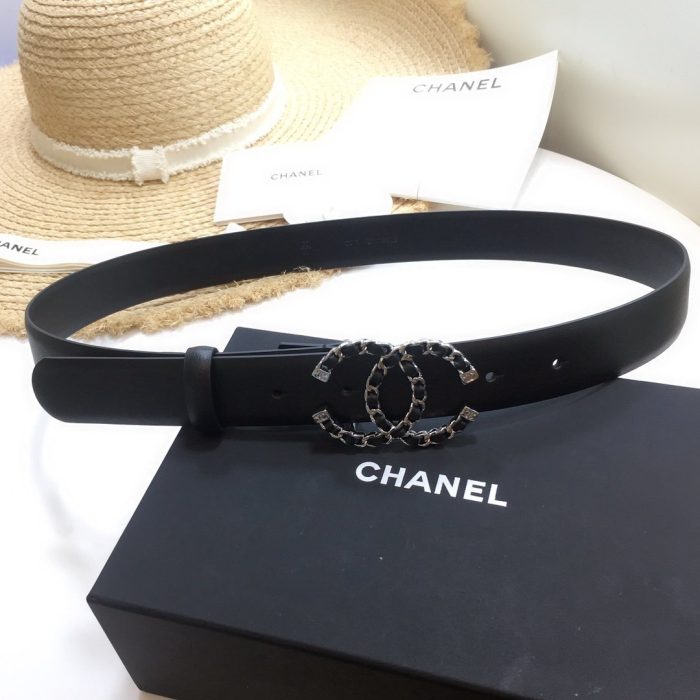 Chanel Belt With Double C Buckle Black with Silver mix Black Hardware Women Belt 30MM - Image 6