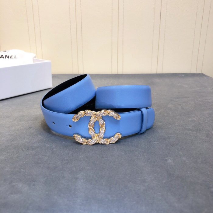 Chanel Belt With Double C Buckle Blue Women Belt 30MM - Image 5