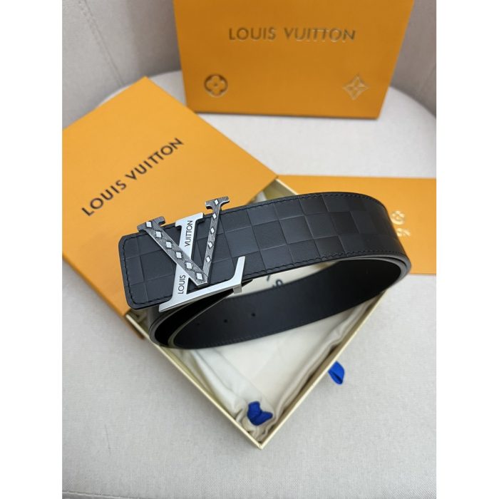 Lv Plaid Calfskin Pure Steel Men's Belt