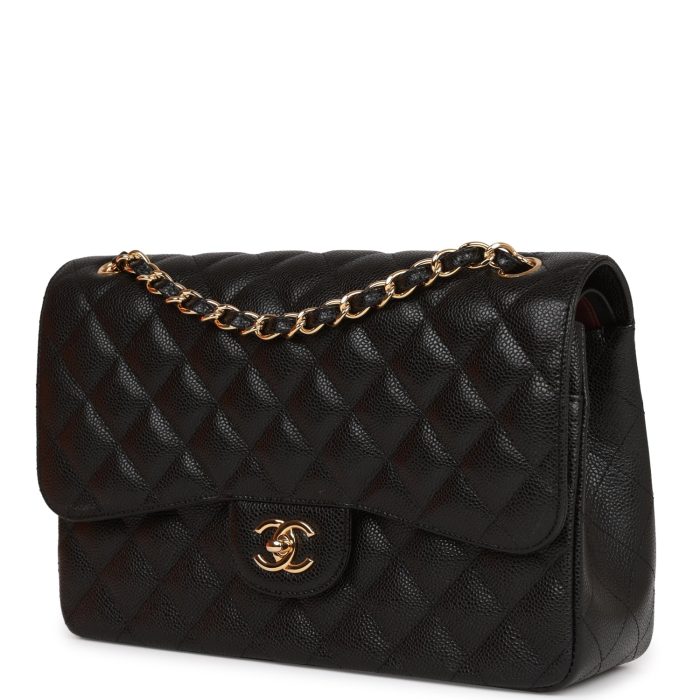 CHANEL Caviar Quilted Jumbo Double Flap Black 30CM(Perfect Replica) - Image 6