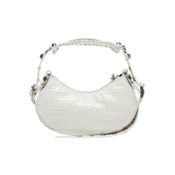 BALENCIAGA Le Cagole XS studded crinkled-leather shoulder bag White(Perfect Replica) - Image 3