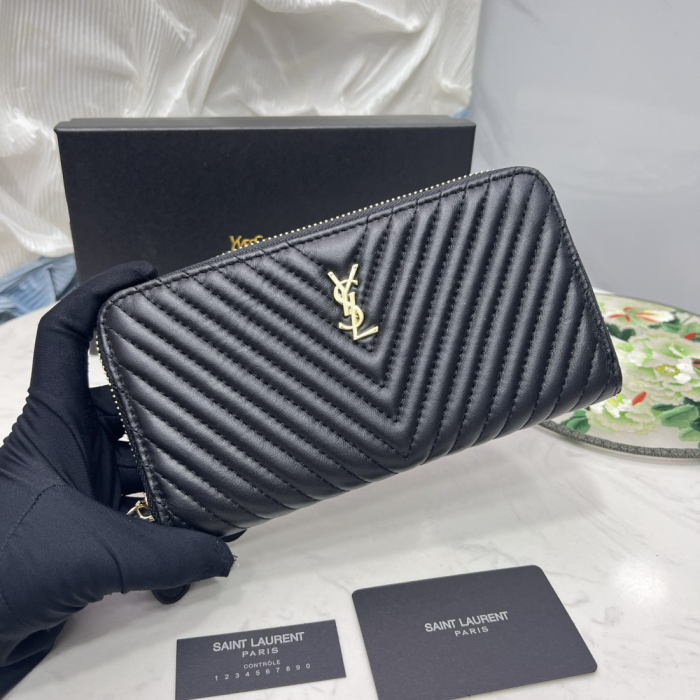 Saint Laurent YSL Caivar Zipper Long Wallet(Perfect Replica) - Image 3