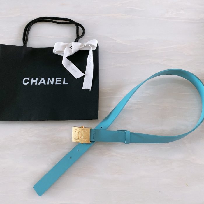 Chanel Belt With Ribbon Buckle Blue Women Belt 30MM