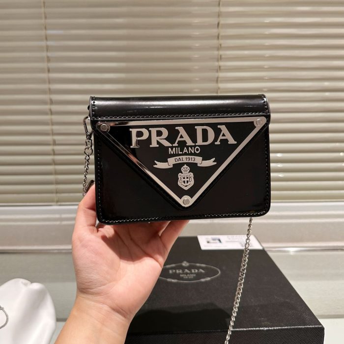 Prada Shiny Leather Shoulder Mini Bag