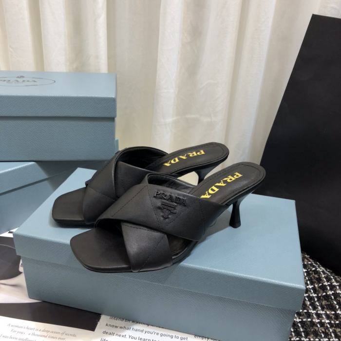 Prada Leather Simple And Noble 6.5CM Slide Sandal (Perfect Replica) - Image 4