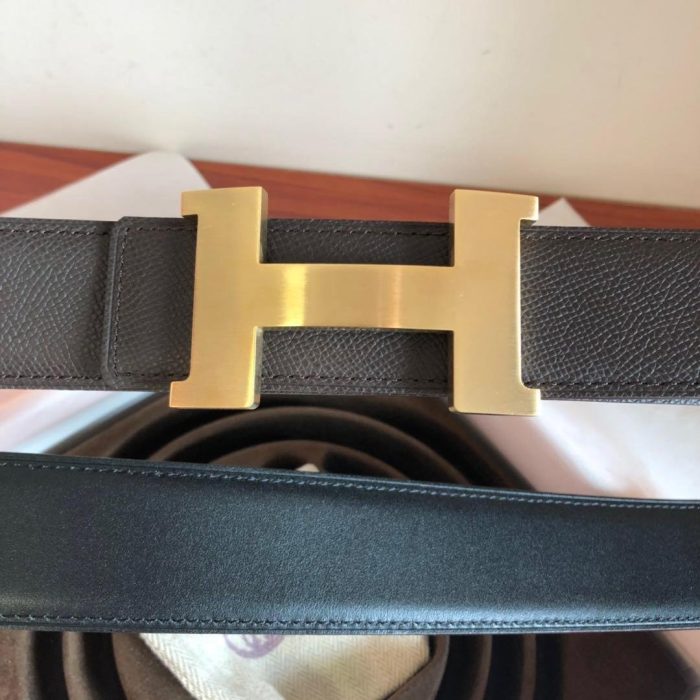 Hermes Mini Constance Guillochee Belt Buckle & Reversible Grey For Women, Women Belt 380MM - Image 3