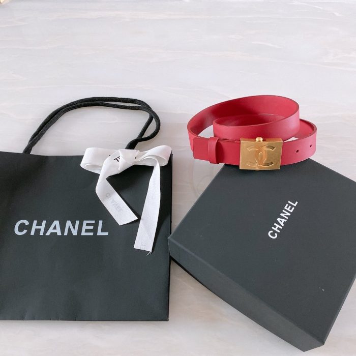 Chanel Belt With Ribbon Buckle Red Women Belt 30MM - Image 3