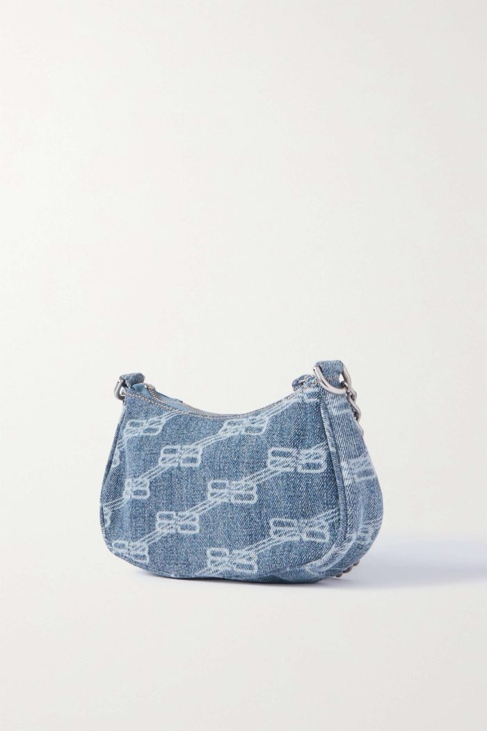 BALENCIAGA Le Cagole mini studded printed denim shoulder bag - Image 2