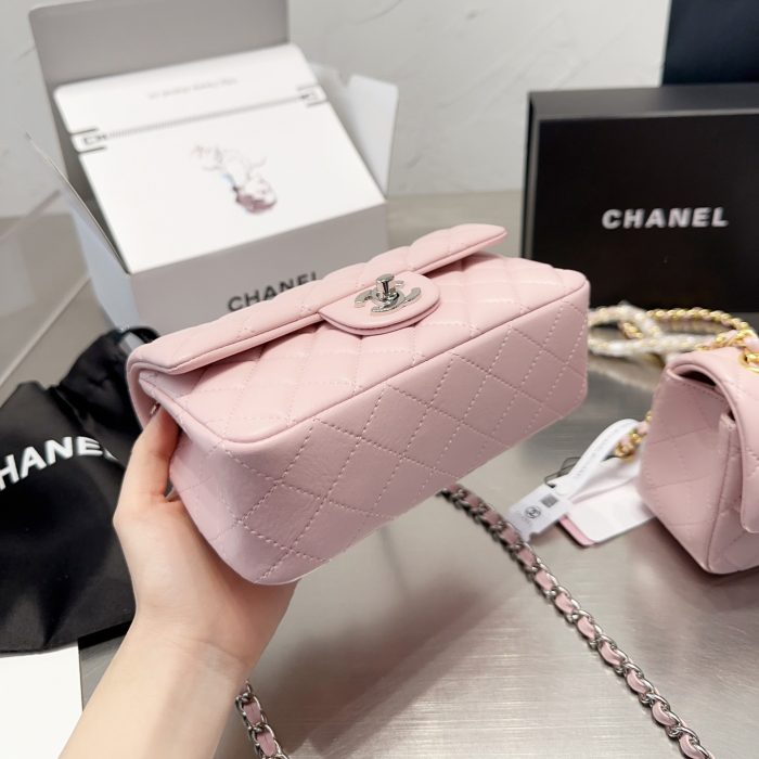 Chanel Classic Pink Flag Bag Small 20cm- (Perfect Replica) - Image 7