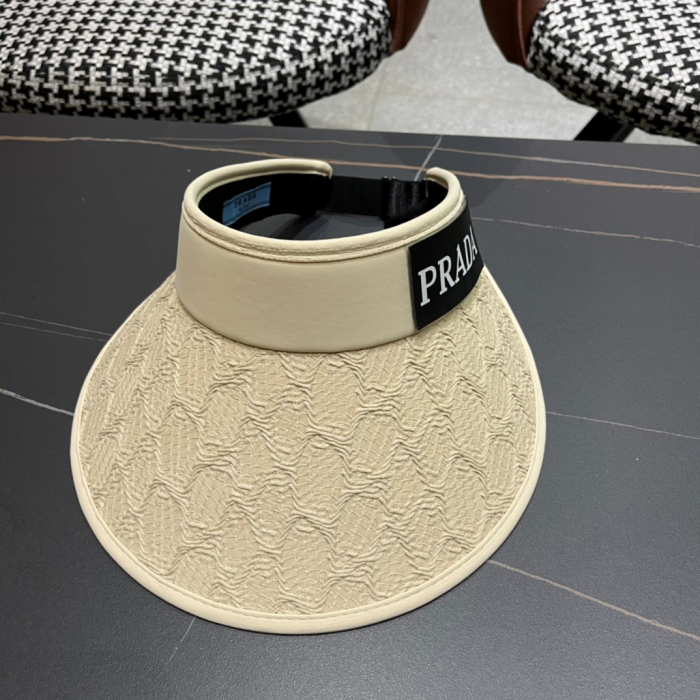 Prada Small Fragrant Wind Shade UV Protection Empty Top Hat Sunhat (Perfect Replica)