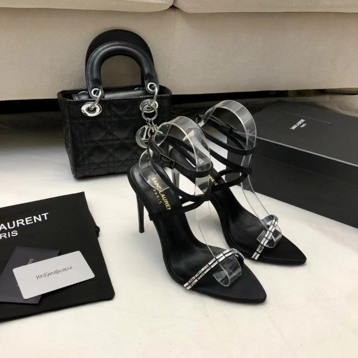 Saint Laurent YSL Gloria Silk Fabric Slide Sandal 10.5cm (Perfect Replica)