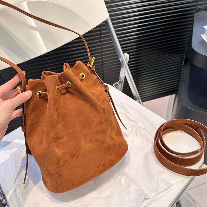 Prada Suede Bucket Bag (Replica) - Image 6