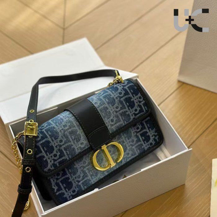 DIOR Oblique 30 Montaigne Flap Denim Bag (Perfect Replica)