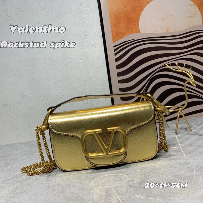 VALENTINO GARAVANI V Logo Baguette Shoulder Bag Ladies MINILOCO Calfskin Bag (Perfect Replica) - Image 8