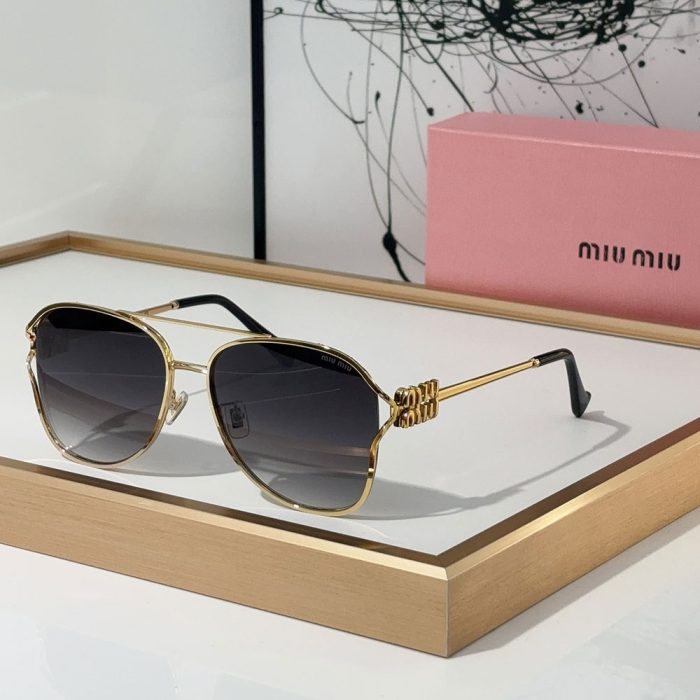 MIU MIU Slim Metal Logo Mirror Legs Sunglasses Top quality (Perfect Replica) - Image 6