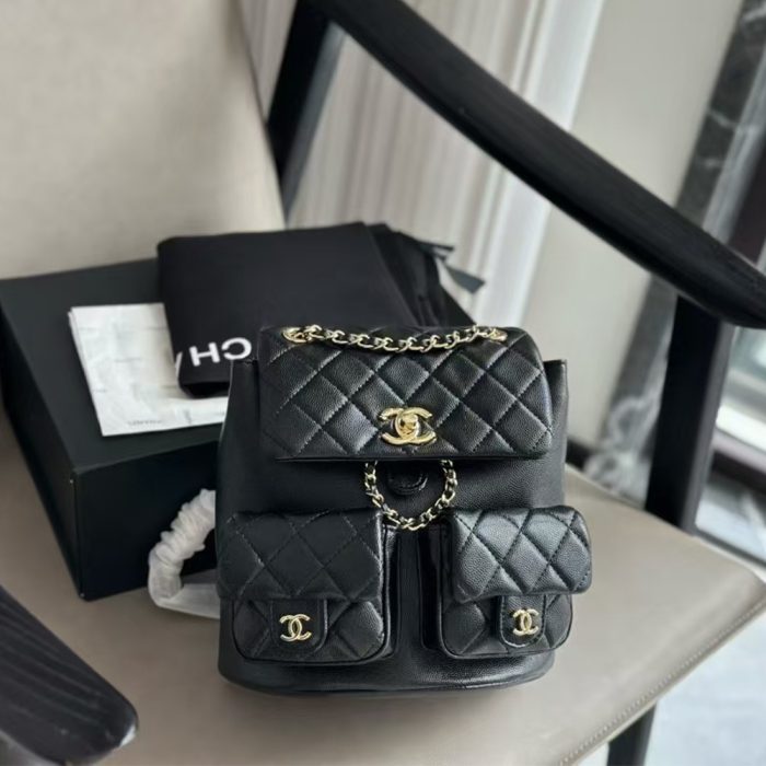 Chanel Caviar Double Pocket Backpack (Replica)