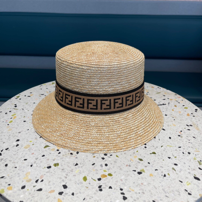 Fendi Straw Flat Top Hat Sunhat (Perfect Replica) - Image 2