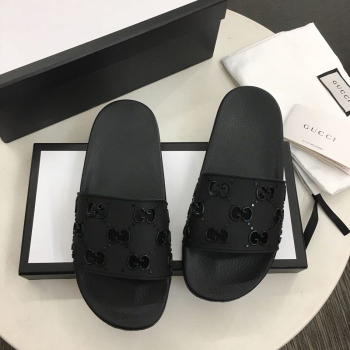 Gucci Womns GG Slide Rubber Sandals 573922 (Perfect Replica)