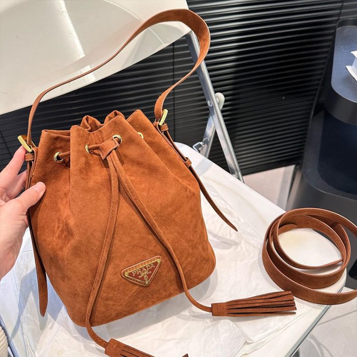 Prada Suede Bucket Bag (Replica) - Image 4