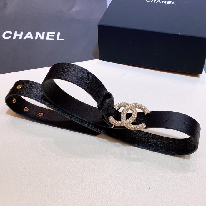 Chanel Belt With Beaded Buckle Black with Silver Hardware Women Belt 30MM - Image 2