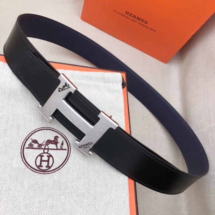 Hermes H Belt Buckle & Reversible Blue For Women, Women Belt 380MM - Image 2